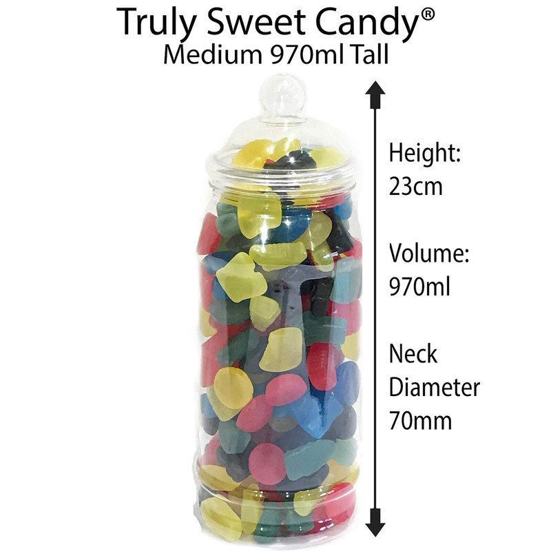 5 x Empty Mixed 1L Plastic Victorian Sweet Jars for