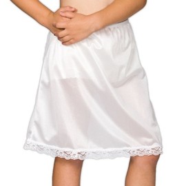 I.C. Collections Big Girls White Nylon Half Slip and Underskirt for Dresses - Silk Slip Dress, Hoop Skirt, Crinoline, Petticoat, Size 12
