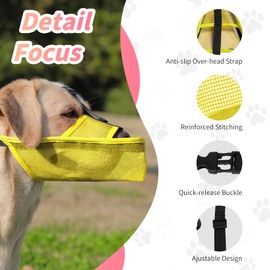 JOYPAWS Soft Dog Muzzle for Extral Small Dogs Long Snout Breathable Air Mesh Drinkable Pet Muzzle to Prevent Biting Chewing with Adjustable Straps Anti-Barking Licking Yellow XXS