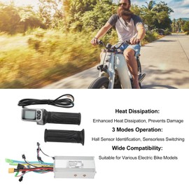 BuyWeek 36V 48V 1000W 38A Sine Wave Controller Brushless Electric Bike Motor Controller Kit 124DX Rotary Throttle with LCD Panel for Electric Bicycles
