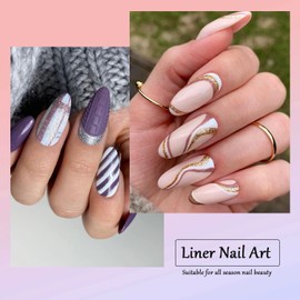 Vnicesli White Nail Art Gel Liner Gel Polish, Gel Paint Nail Art for Swirl Nails Built Thin Nail Art Brush in Gel Pens Soak Off Spider Liner Paint Gel Nail French Manicure for Home Salon