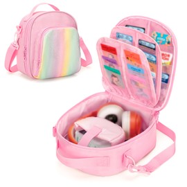 LoDrid Storage Bag Compatible with Yoto Mini (2024 Edition), Portable Carrying Case for Audio Music Player & Headphone Accessories, Card Holder Hold Up to 30 Cards, Pink, (Bag Only)
