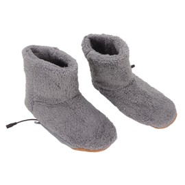 Heated Foot Warmer, USB Charging Soft Relaxing Electric Plush Warming Shoes Booties and Feet Warmers for Foot Cold Winter (Grey)