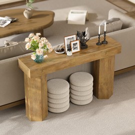 GiftGo Console Tables for Entryway 47" Sofa Table Behind Couch Wooden Entry Foyer Hallway Table, Industrial Console Sofa Tables for Living Room (Light Brown) (Light Brown)