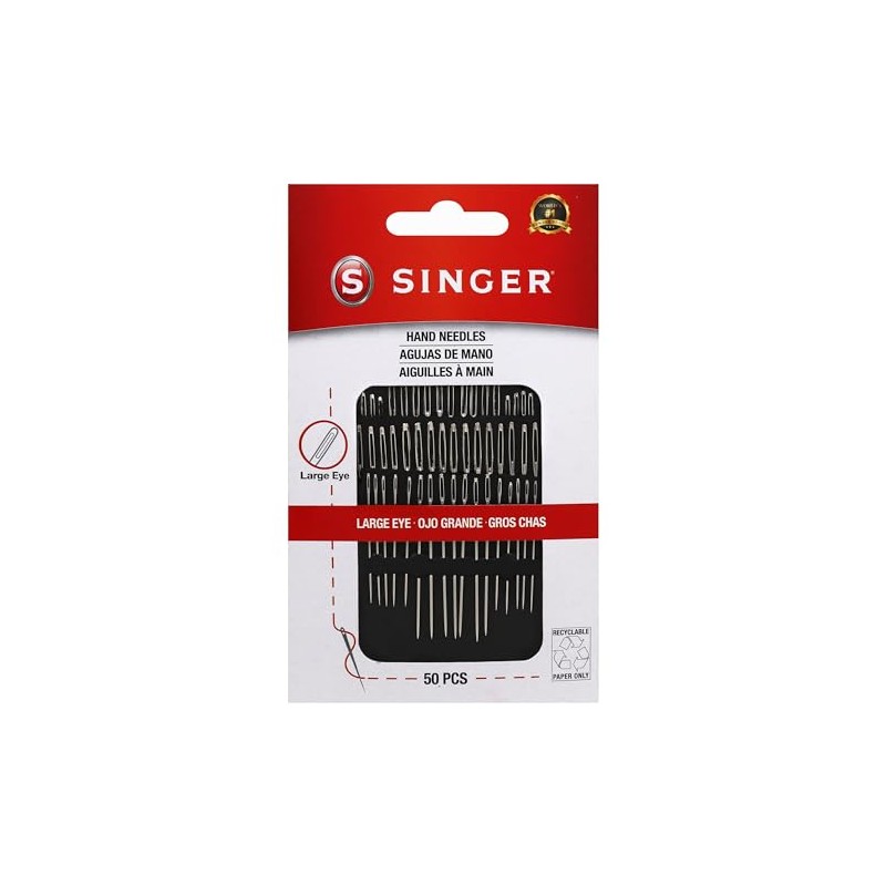SINGER - Agujas de ojos grandes surtidas, 50 unidades, para