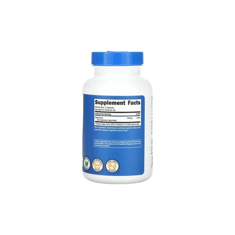Glicinato de Magnesio 210 mg Magnesium Glycinate Supplement, 120 Capsules