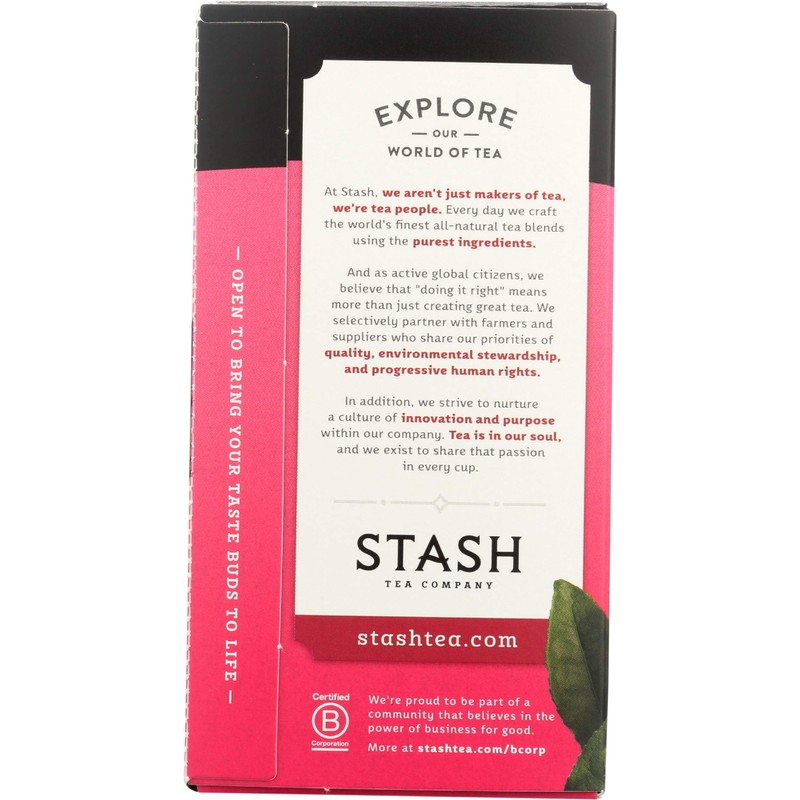 Stash Tea, Tea Pom Raspberry Matcha, 18 Count