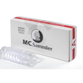 MC.Sammler Coin Capsules for 10 Euro, 20 Euro, 25 Euro, 10 DM Coins, Capsules 32.5 mm, Pack of 100, Silver Coins, Collector's Coins, Commemorative Coins