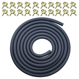 6 mm Petrol Hose Set, 2.4 Metres, Fuel Hose, Black Oil Hose, Diesel Hose with 20 Pieces Hose Clamps for Lawnmower, Tractor, Car, Moto, Small Engines