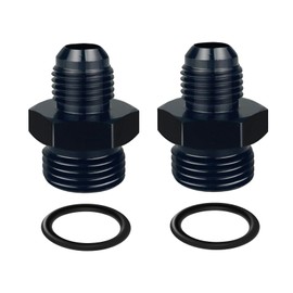 PRUNkuar 6AN Flare to 8AN ORB Male O-Ring Fuel Rail Adapter Fitting Black 2Pcs