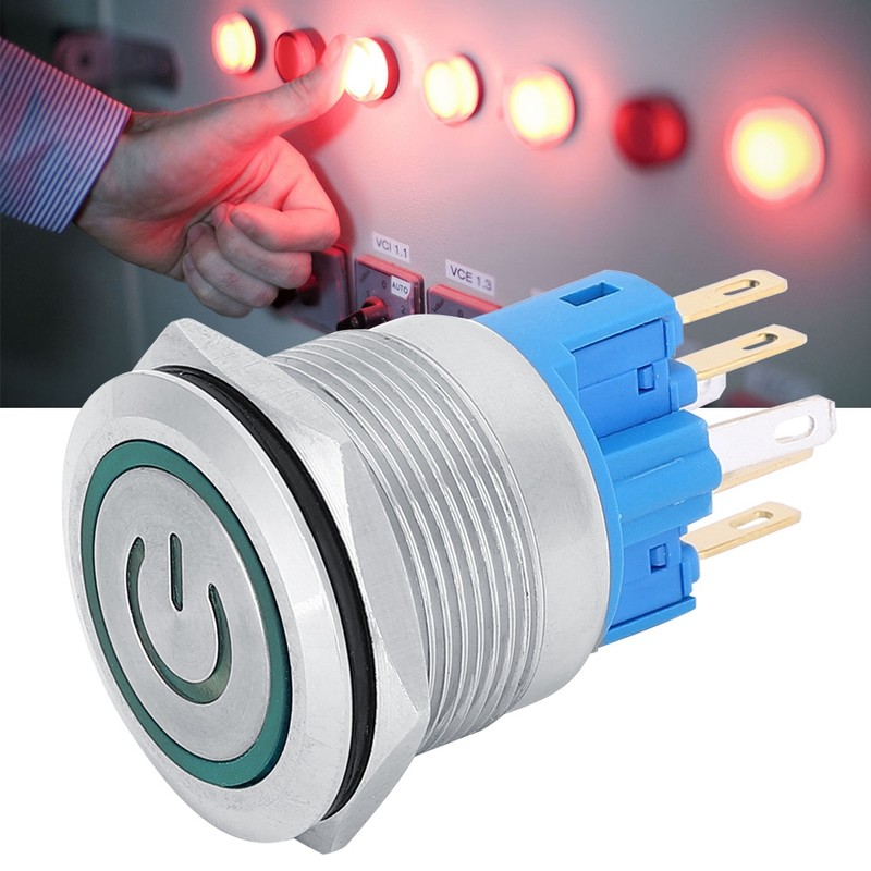 2Pcs DC3-6V 22mm 6-Pin Push Button Switch Stainless Steel Reset