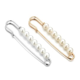 tanxuan 2 Pieces Artificial Pearl Brooches Pant Waist Tightener Safety Pins for Women Girls Wedding Party Decorations Jewelry Gift, Yellow