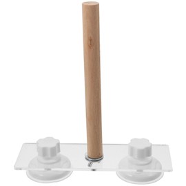 POPETPOP Natural Wood Bird Perch Stand Parrot Bath Suction Cup Window Wall Platform Frame Toys Bird Cage Accessories for Parrotlets Budgies Cockatiels Parakeets Lovebirds 20cm