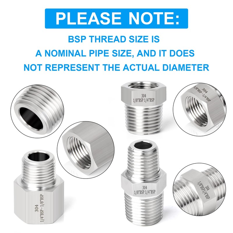 ERGAOBOY 6 Pcs 1/8" BSP x 1/4" BSP Forged Stainless