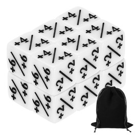 sourcing map 12Pcs Magic Dice Counters, Acrylic D6 Life Token Dice Set with Pouch for Standard Cards Gaming Accessories, White