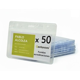 50 Pack Recycled Clear Horizontal ID Badge Holder Name Badge Holder Plastic Sleeves ID Card Holder