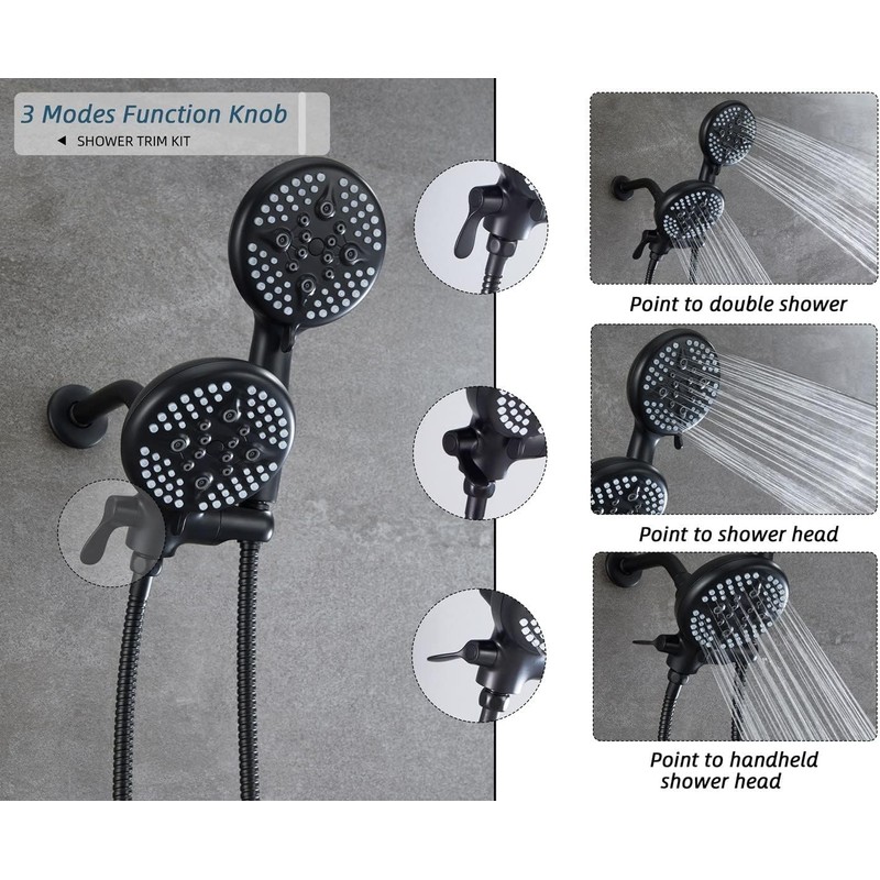 ELLO&ALLO Rain Shower Head with Handheld Spray, Rainfall Shower Head