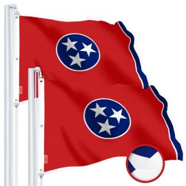 UD_G128 2 Pack: Tennessee TN State Flag  5x8 Ft  StormFlyer Series Embroidered 220GSM Spun Polyester  Embroidered Design, Indoor