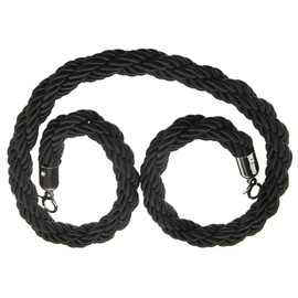 1.5M Twisted Black Queue Barrier Rope Divider Crowd Control Stanchion Barrier Rope with Silver Hook