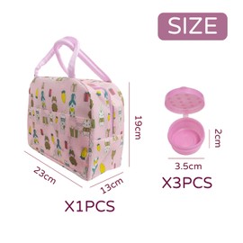 PLLDVEFD 1 Piece Cartoon Lunch Box Bag and 3 Piece Mini Sauce Container, Thermal Lunch Box Bag, Children's Lunch Bag, Waterproof Lunch Bag.