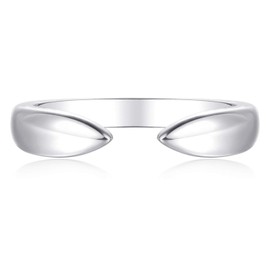 espere Rhodium Plated Sterling Silver Stackable Open Claw Ring Ajustable Wrap Ring | Highly Polished Cuff Stacking Rings