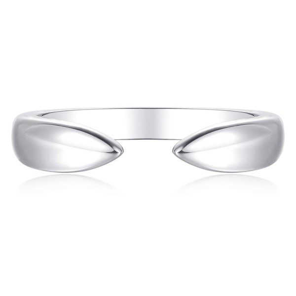 espere Rhodium Plated Sterling Silver Stackable Open Claw Ring Ajustable