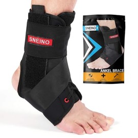 SNEINO Ankle Brace for Women & Men - Ankle Brace for Sprained Ankle, Ankle Support Brace for Achilles, Tendon, Sprain, Injury Recovery, Lace up Ankle Brace for Running, Basketball, Volleyball (Medium)