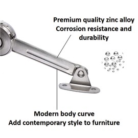 QBOSO Lid Support Hinge in Satin Nickel Folding Lid Stay Hinge with Soft Close, Perfect for Toy Box/Drawer Window/Wardrobe/Cabinet Door,35Lb (Normal Style 1pair)