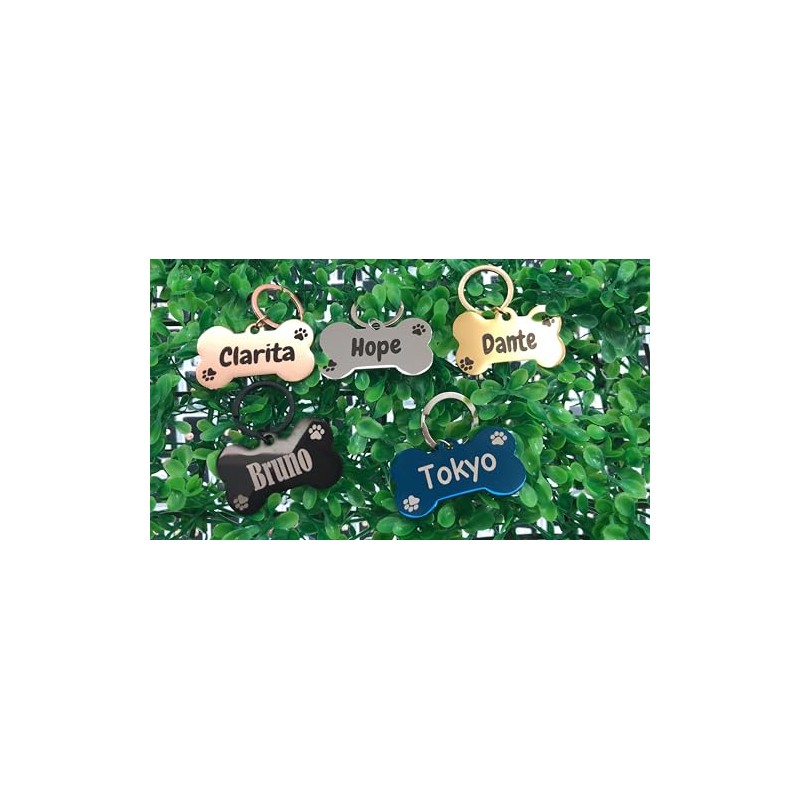 Placa De Identificacion Personalizada Para Perros (M, Plateado)