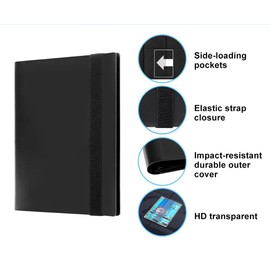 Vivva 9 Pocket Card Binder, Premium Zip Trading Card Binder, 360/540 Double Sided Pocket PU Collection Binder, Collector Album, Card Folder for MTG, TCG, Sports Cards (360 pockets(Black))