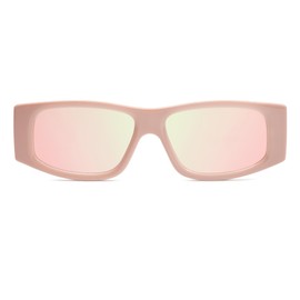 SOJOS Trendy Y2K Polarized Rectangle Sunglasses for Women Men Fashion Designer Rave Sunglasses SJ2228, Pink/Pink Mirrored