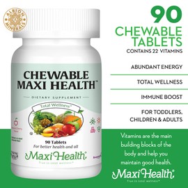 Maxi Health Chewable - Multivitamin for Men and Women - Enhanced Absorption and Bioavailability - Daily Mens Multivitamins and Womens Multi Vitamin & Mineral Supplement for Adults 90 Count