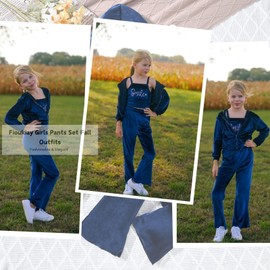 fioukiay Girls Sweatsuits Set Velour Tracksuit 3 Piece Outfits Zip Up Hoodies Camisole and Flare Pants Athletic Jogging Set Blue 11-12 Years