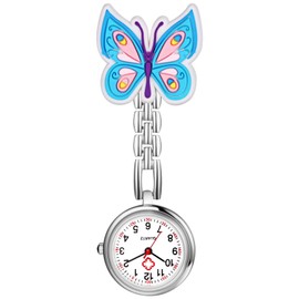 OIDEA Nurse Watches for Women: Butterfly Brooch Retractable Nursing Watch Clip on Fob Watch Lapel Quartz Watch Hanging Pocket Badge Watches with Second Hand for Nurses Doctors, Style a