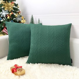 Booque Valley Christmas Green Pillow Covers, Pack of 2 Super Soft Elegant Modern Cushion Covers Decorative Stretchy Pillow Cases for Sofa Bed Car Chair, 18 x 18 inch(Green)