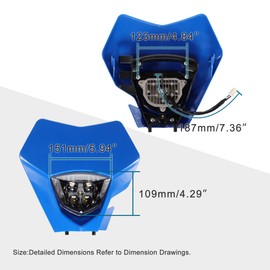 GOOFIT Blue 12V 25W Led Headlight Universal Dirt Bike Head Light Lampshade Replacement for YZ125 YZ250 YZ250F YZ450 YZ450F WR250F DRZ400 DRZ400SM Dirt Pit Bike Enduro Motocross Dual Sport