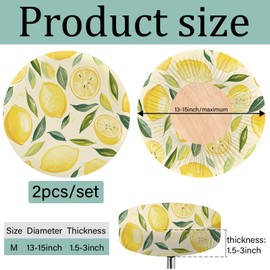 CREATCABIN 2 Packs Bar Stool Cover Round Seat Covers Stool Slipcover Round Stool Polyester Dustproof Washable Bar Decoration Printed Jacquard Display with Elastic for Bar Shop Home 13 Inch Lemon