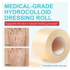 Hydrocolloid Bandages for Wound Care, 2in *12ft Extra Large Medical-Grade Hydrocolloid Tape Roll with Self-Adhesive, Cut-to- Size, Ultra Absorbent, Flexible & Waterproof, First Aid Kit Essential