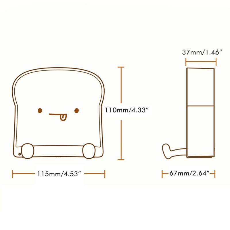 Cute Cartoon Night Light Toast Bread LED Night Lamp Rechargeable