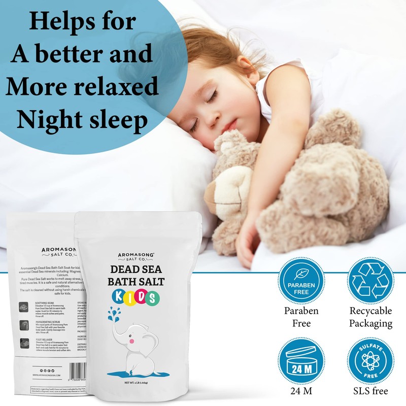 Aromasong Dead Sea Salt for Kids Bath Soak, 4 Lbs.