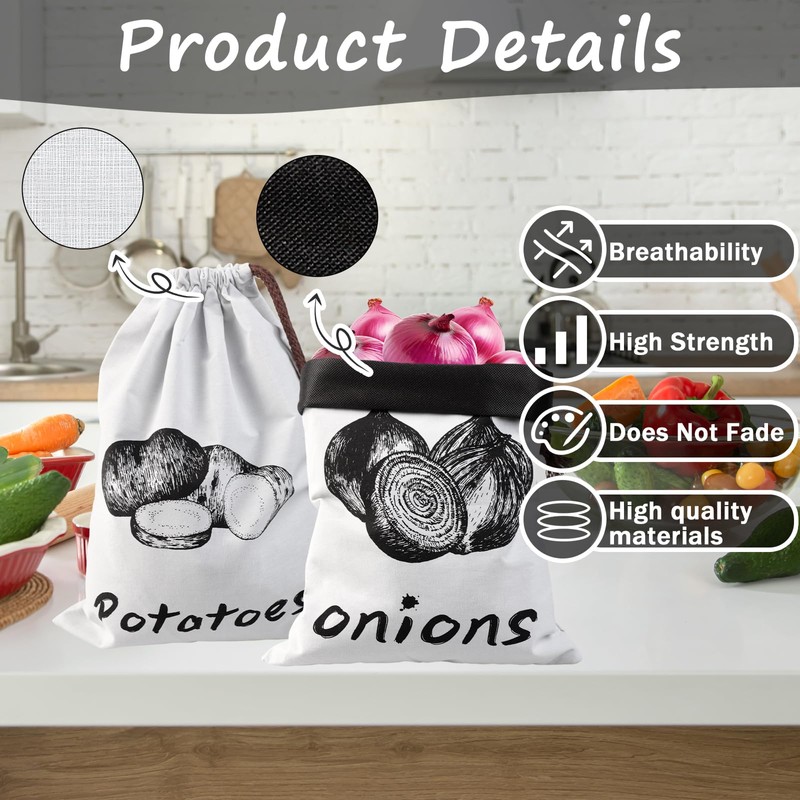 LLMSIX 2pcs Onion Storage, Potato Bag, Reusable Potato and Onion