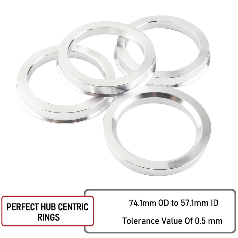 RhinoTuning 4 x centring rings, diameter 74.1 mm, diameter 57.1