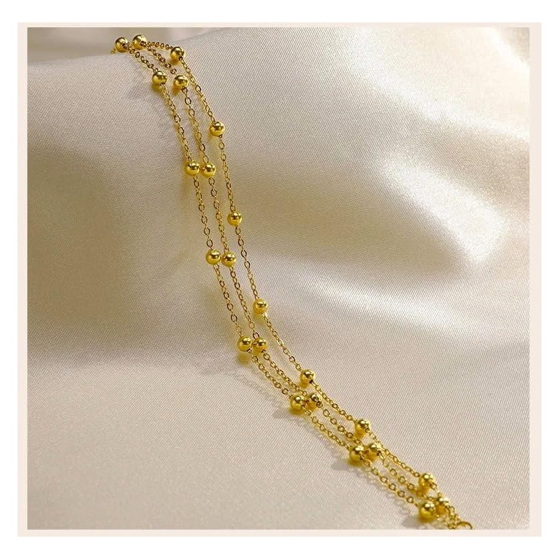 Generic Trendy 18k Gold Plated Stainless Steel Layered Chain With