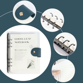 MultiBey A5 Clear Binder Notebook Cover, Black 6-Ring With 90 Sheets Lined Inner Papers, Planner Budget With Snap Closure (Black)