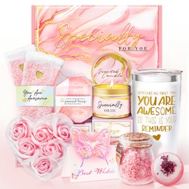 Gifts for Women, Birthday Gifts for Women, Happy Birthday Gifts Basket for Women, Rose Relaxing Spa Gifts Basket for Best Friends Female Women Sister Mom Wife Her Girlfriend Coworker Bestie Teacher