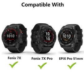 HOMTERN Compatible with Garmin Fenix 7X, Fenix 7X Pro, Epix Pro 51mm, Soft TPU Protective Case, Lightweight, Drop-Proof, Anti-Scratch, Flexible, Heavy Duty, Black