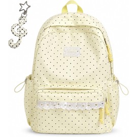 Polka Dot Backpack, Cute Lace Daypack for School Travel