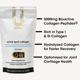 U Perform - Informed Sports Collagen for Fast Muscle Recovery, Hydrolysed Collagen Peptides from Grass Fed Bovine, 5000mg (150 Tablets)