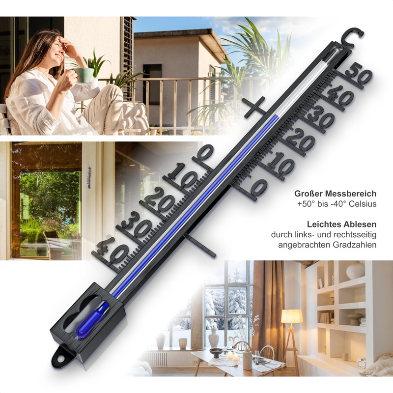 CSL - 2 x Analogue Metal Thermometer - Outdoor Thermometer