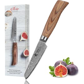 Wakoli EDIB Pro Damascus Mukimono Knife – Japanese Style Paring and Garnishing Knife | 4-Inch Genuine Damascus Steel Blade with VG10 Core | Ergonomic Pakkawood Handle